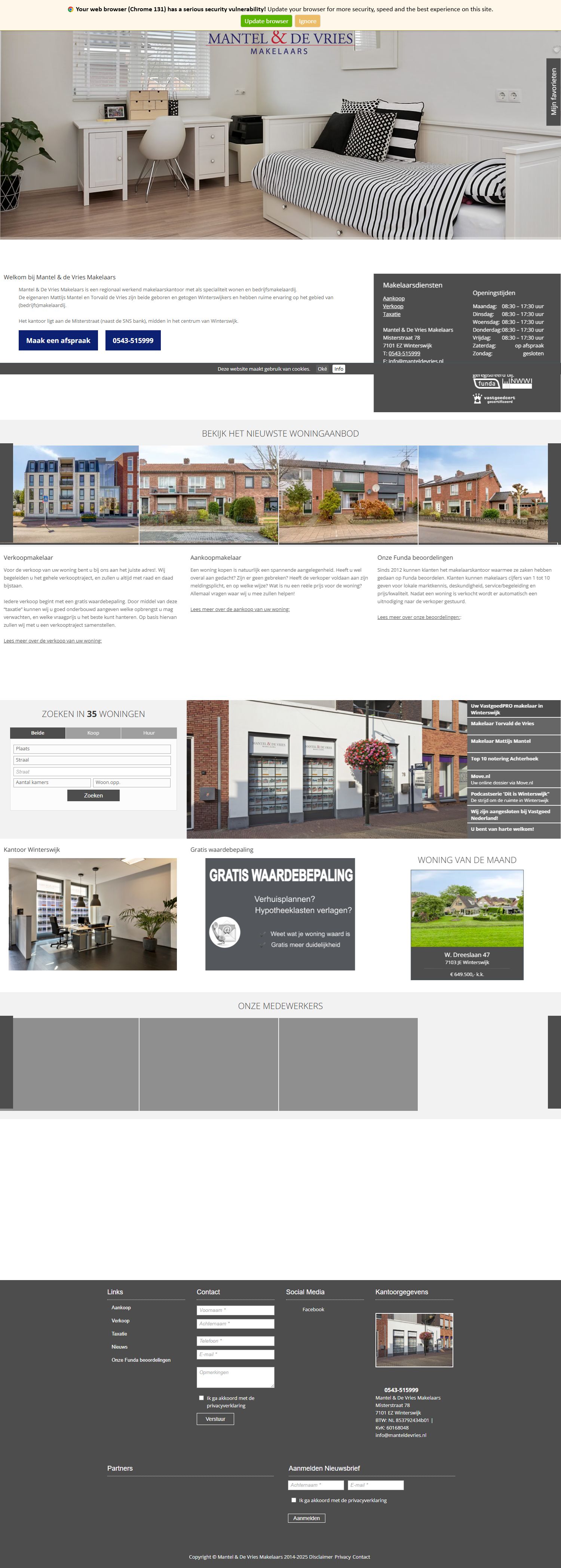 Screenshot van de website van www.manteldevries.nl