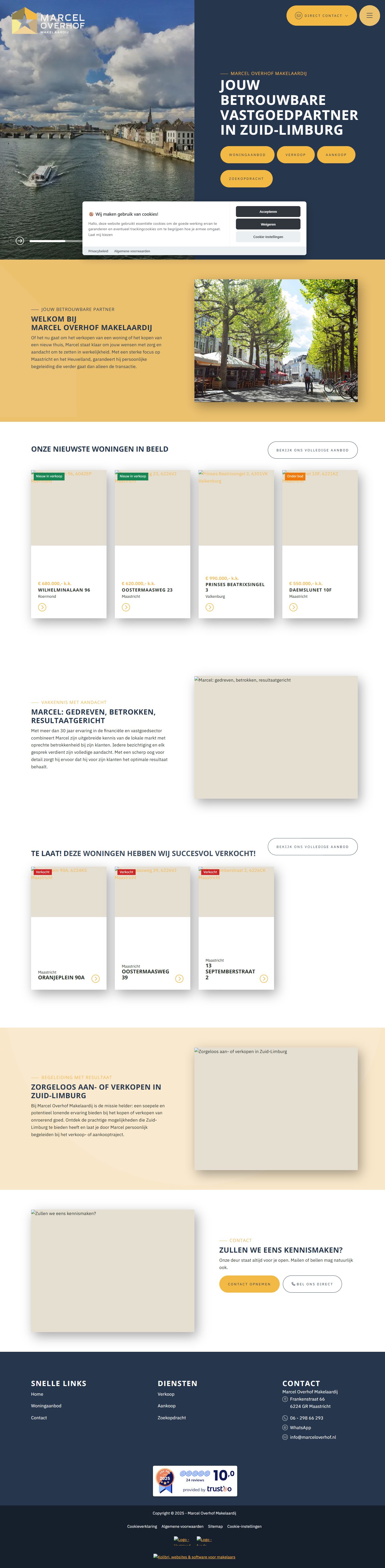 Screenshot of the website of www.marceloverhofmakelaardij.nl
