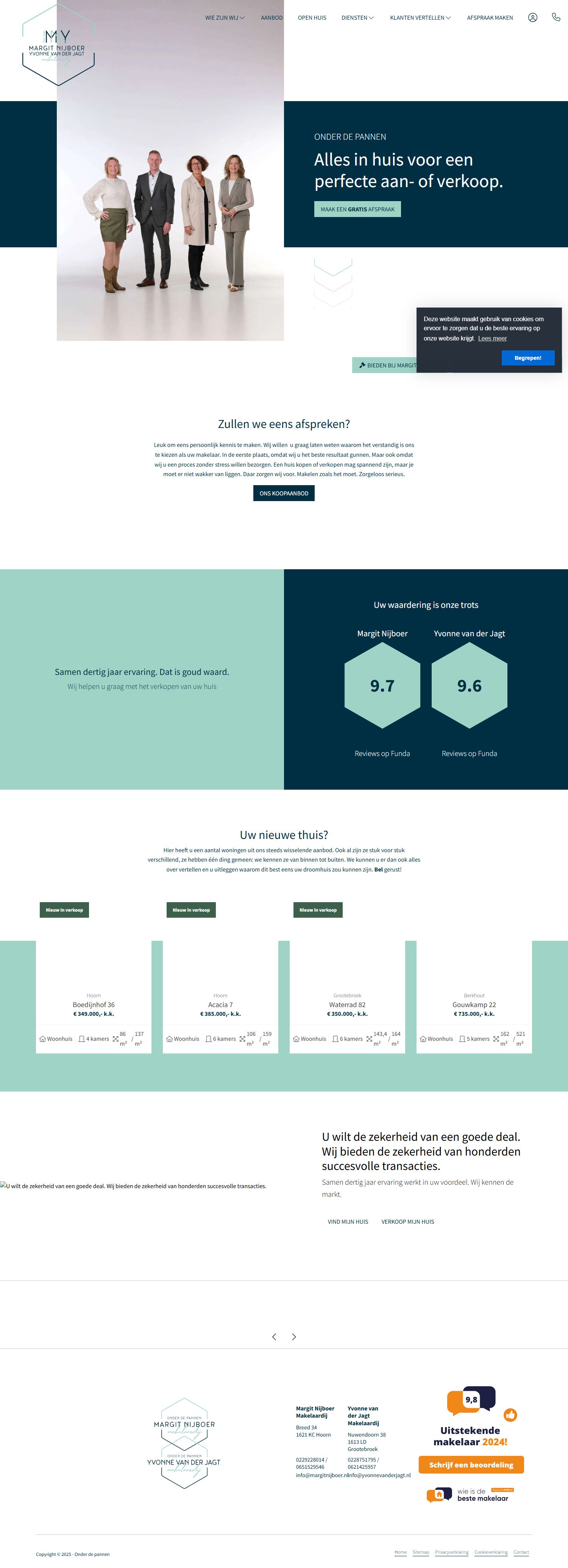 Screenshot of the website of margitnijboer.nl