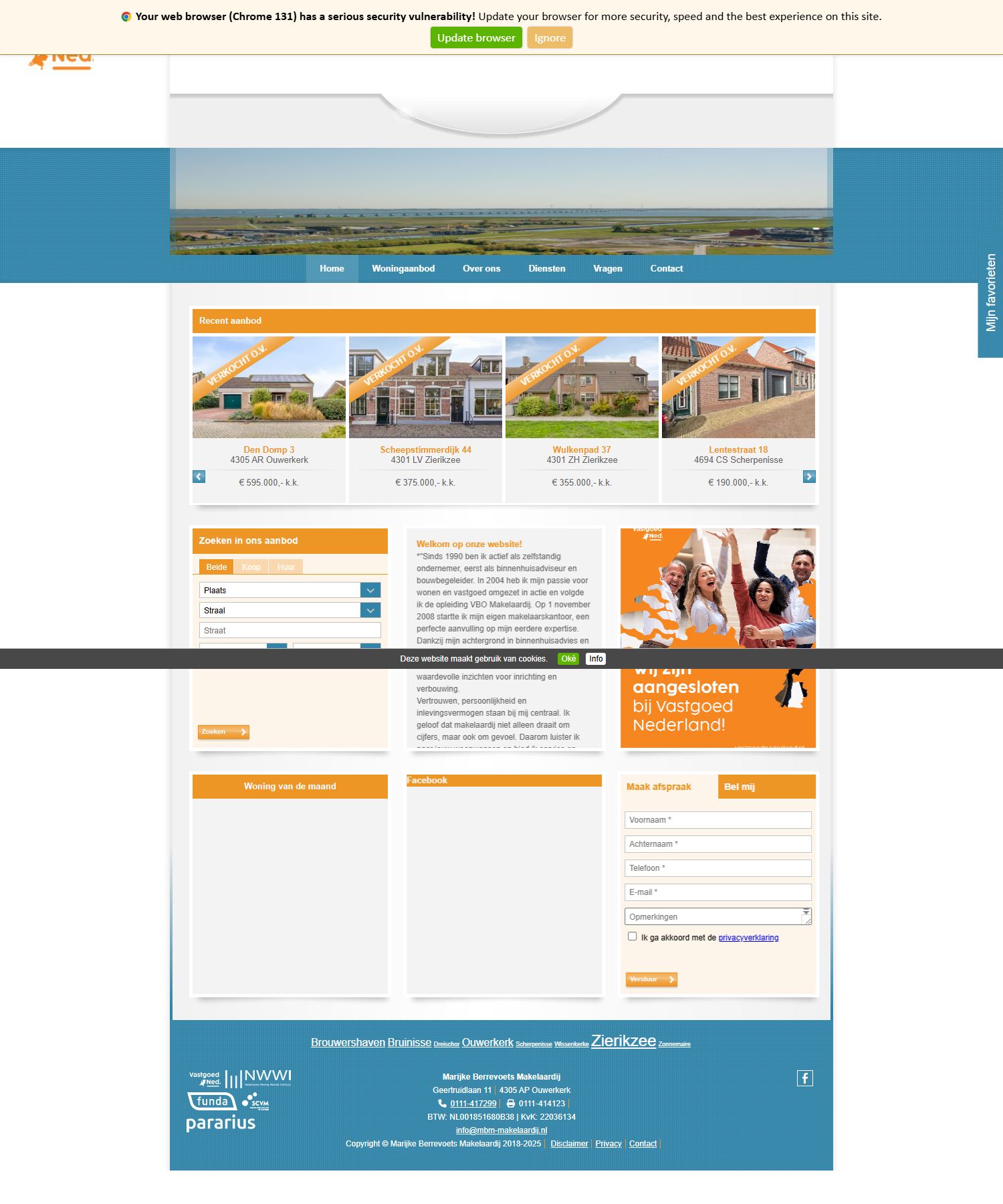 Capture d'écran du site web de www.mbm-makelaardij.nl