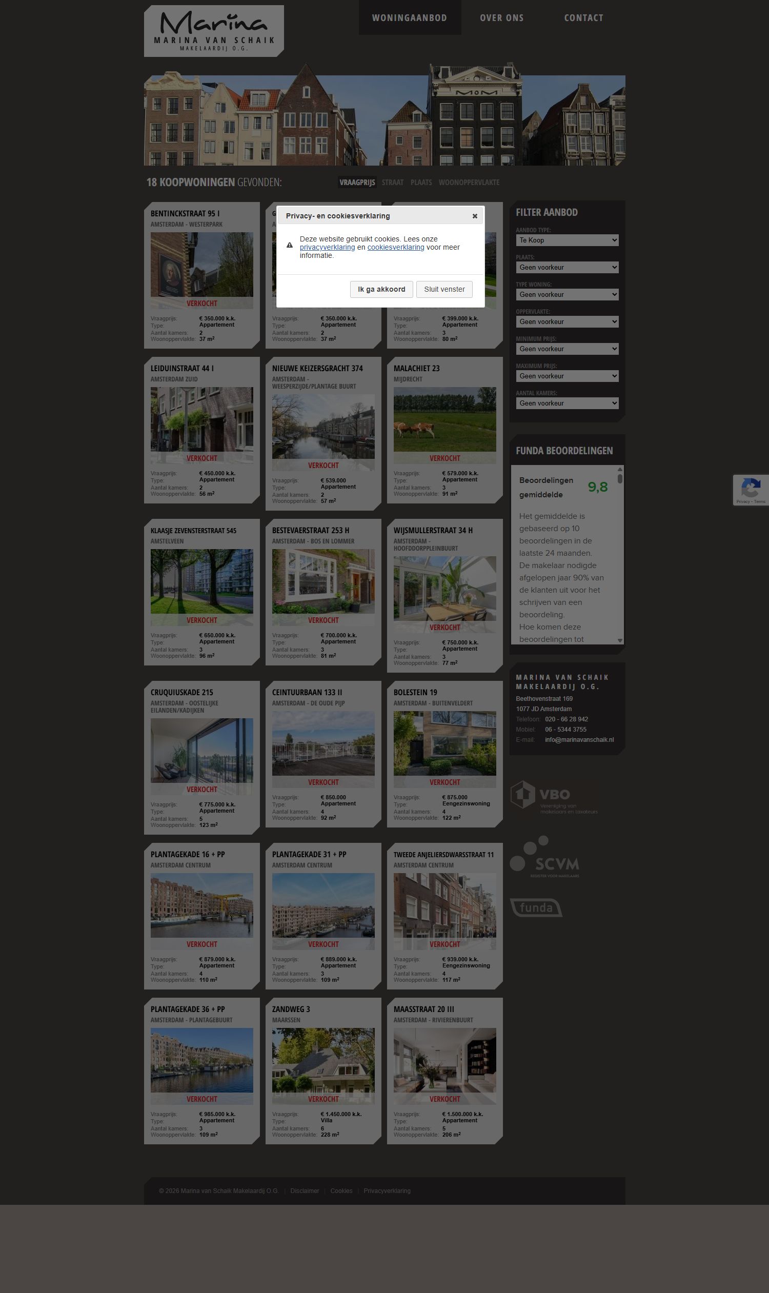 Screenshot van de website van www.marinavanschaik.nl