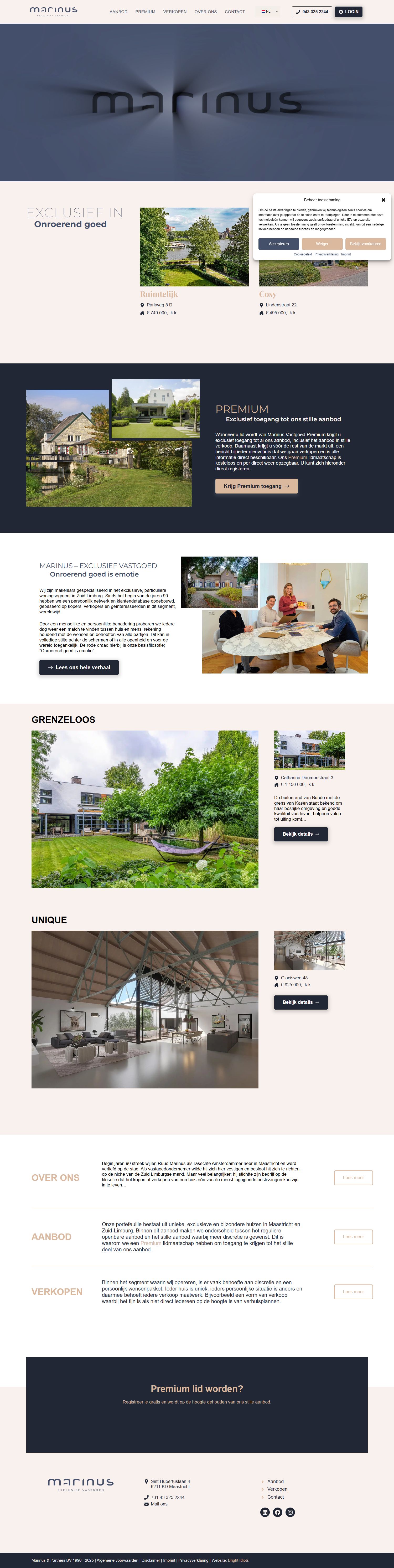 Screenshot van de website van www.marinus-vastgoed.nl
