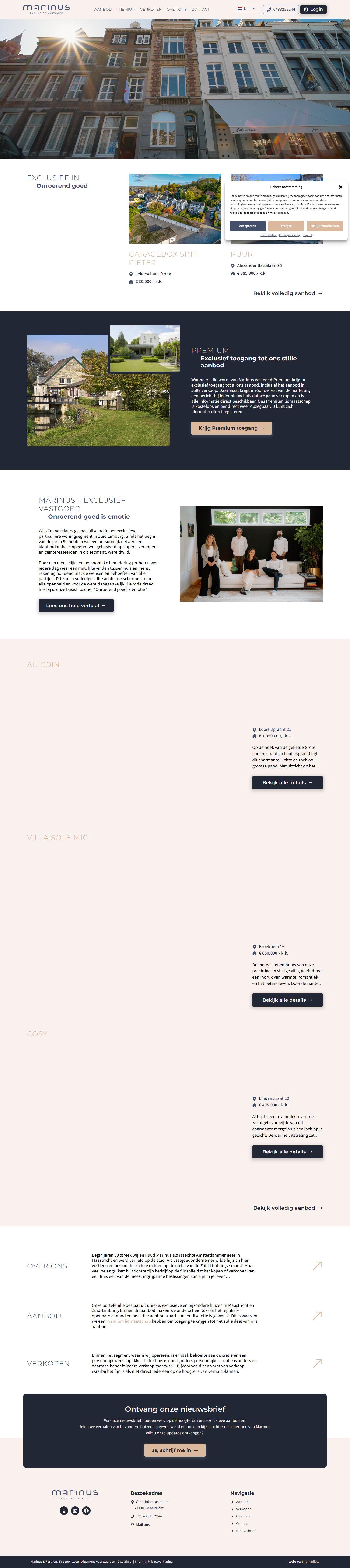 Screenshot of the website of www.marinus-vastgoed.nl