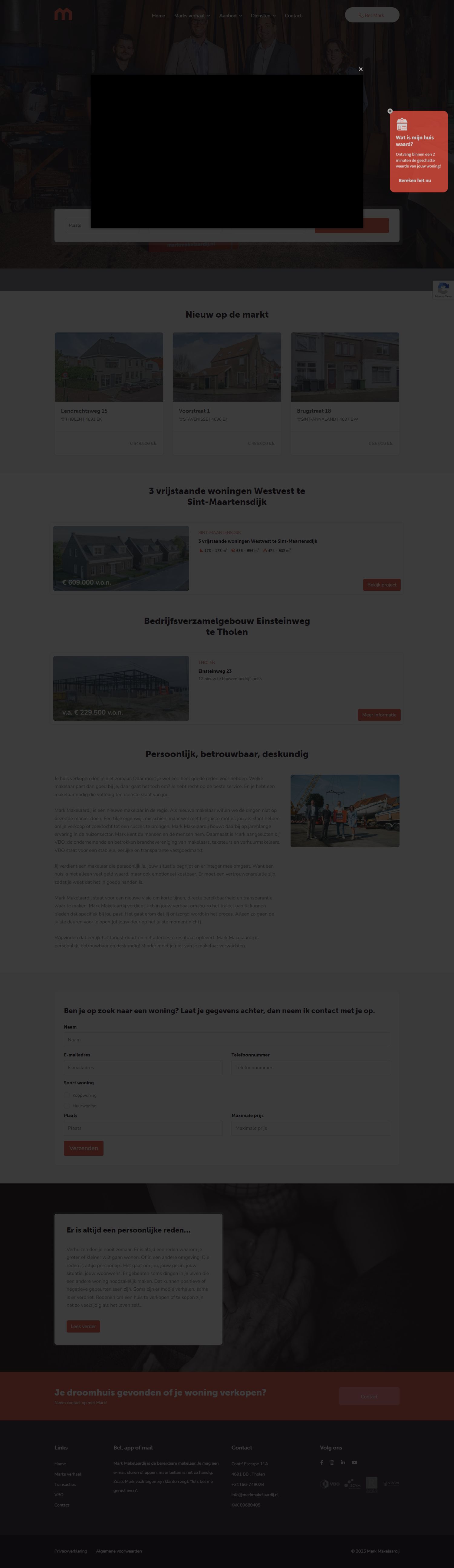 Screenshot van de website van www.markmakelaardij.nl
