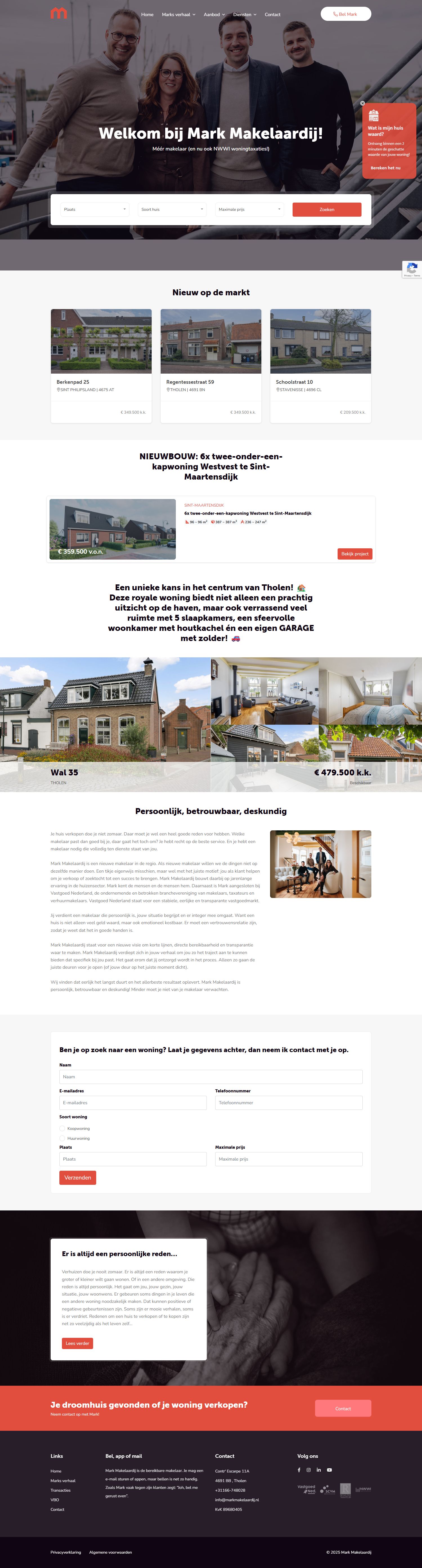 Screenshot of the website of www.markmakelaardij.nl