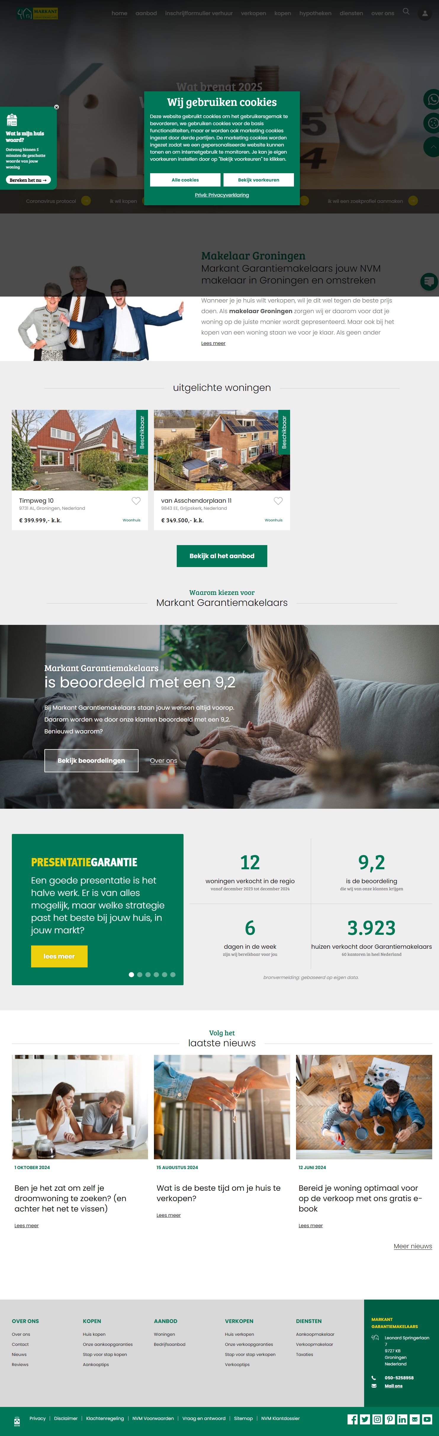 Screenshot van de website van www.markantgarantiemakelaars.nl