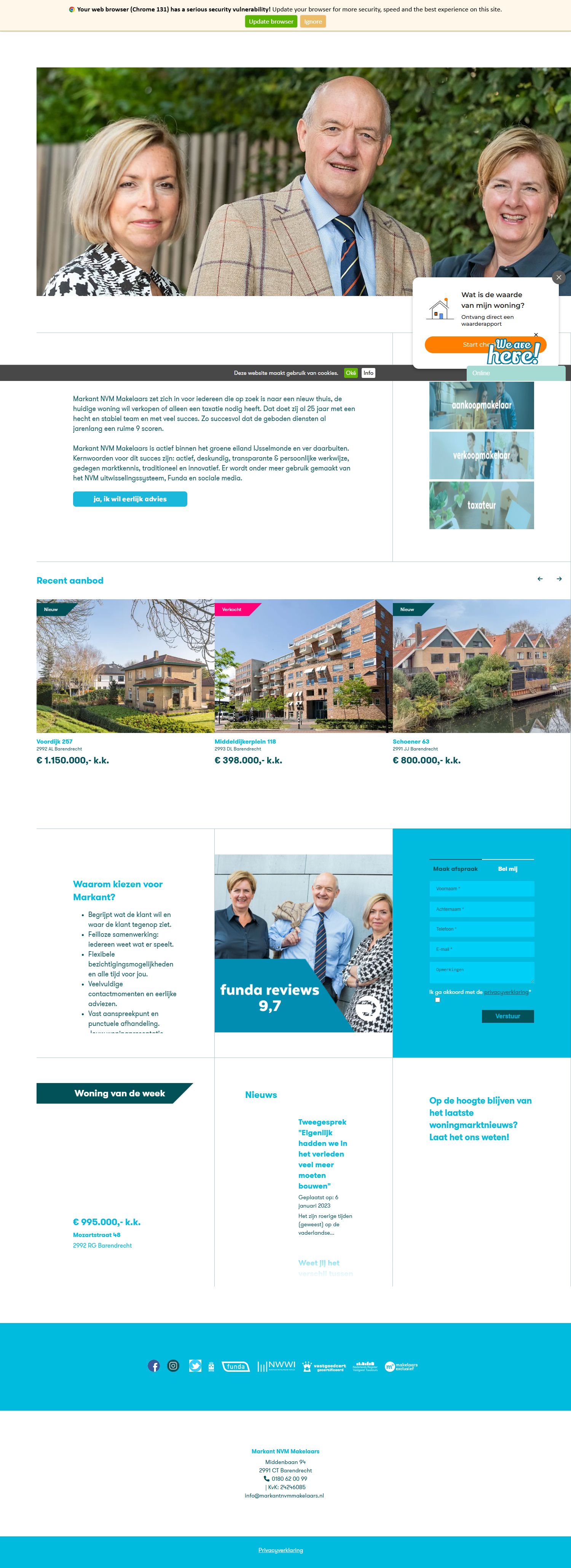 Screenshot van de website van www.markantnvmmakelaars.nl