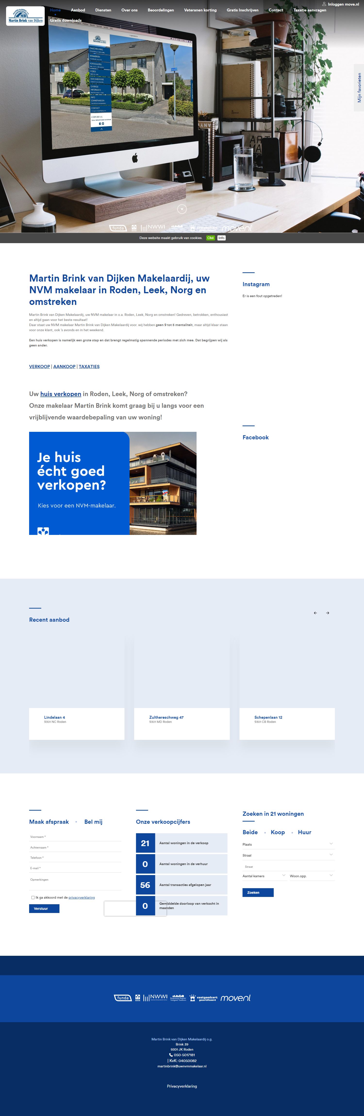 Screenshot van de website van www.uwnvmmakelaar.nl