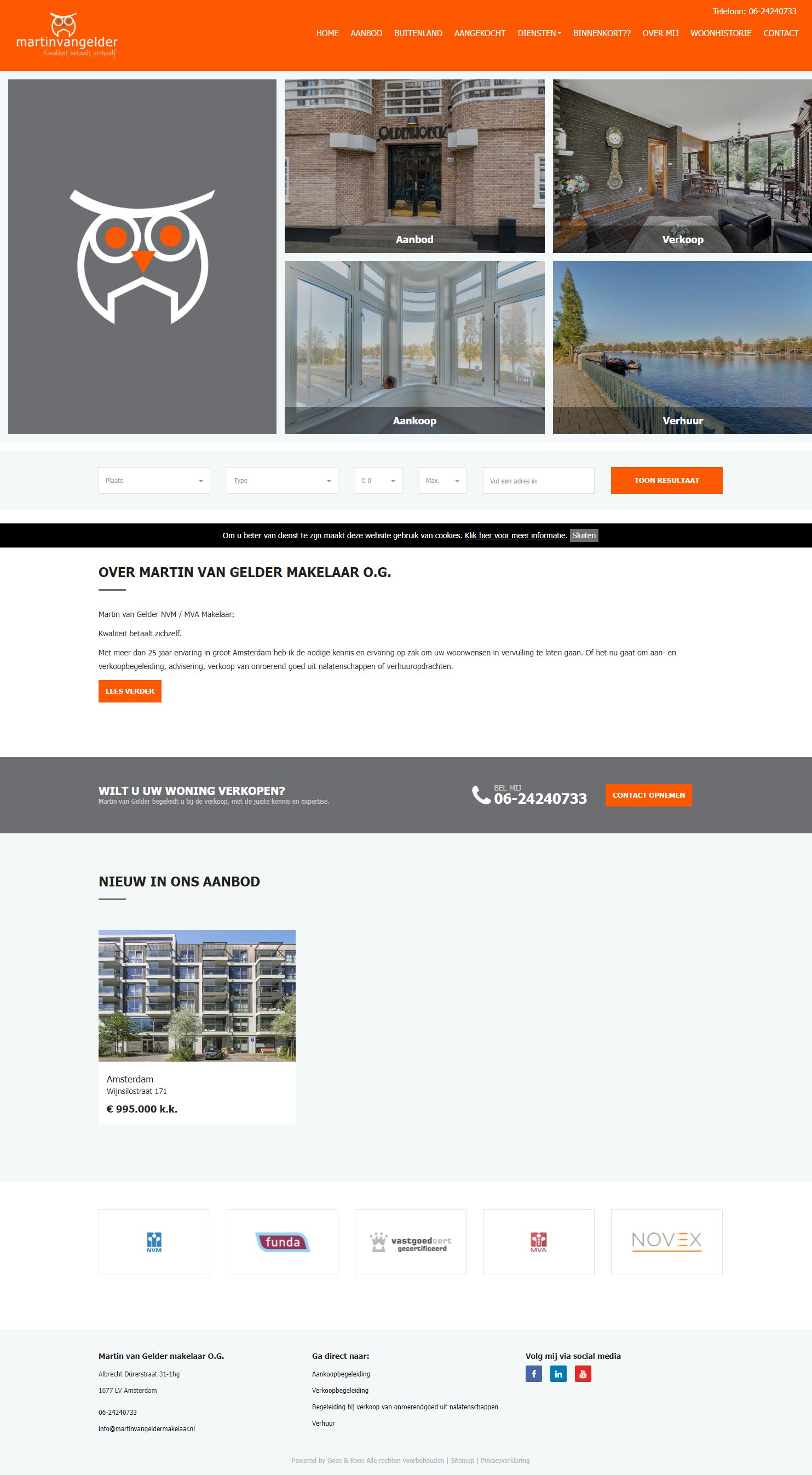 Screenshot van de website van www.martinvangeldermakelaar.nl