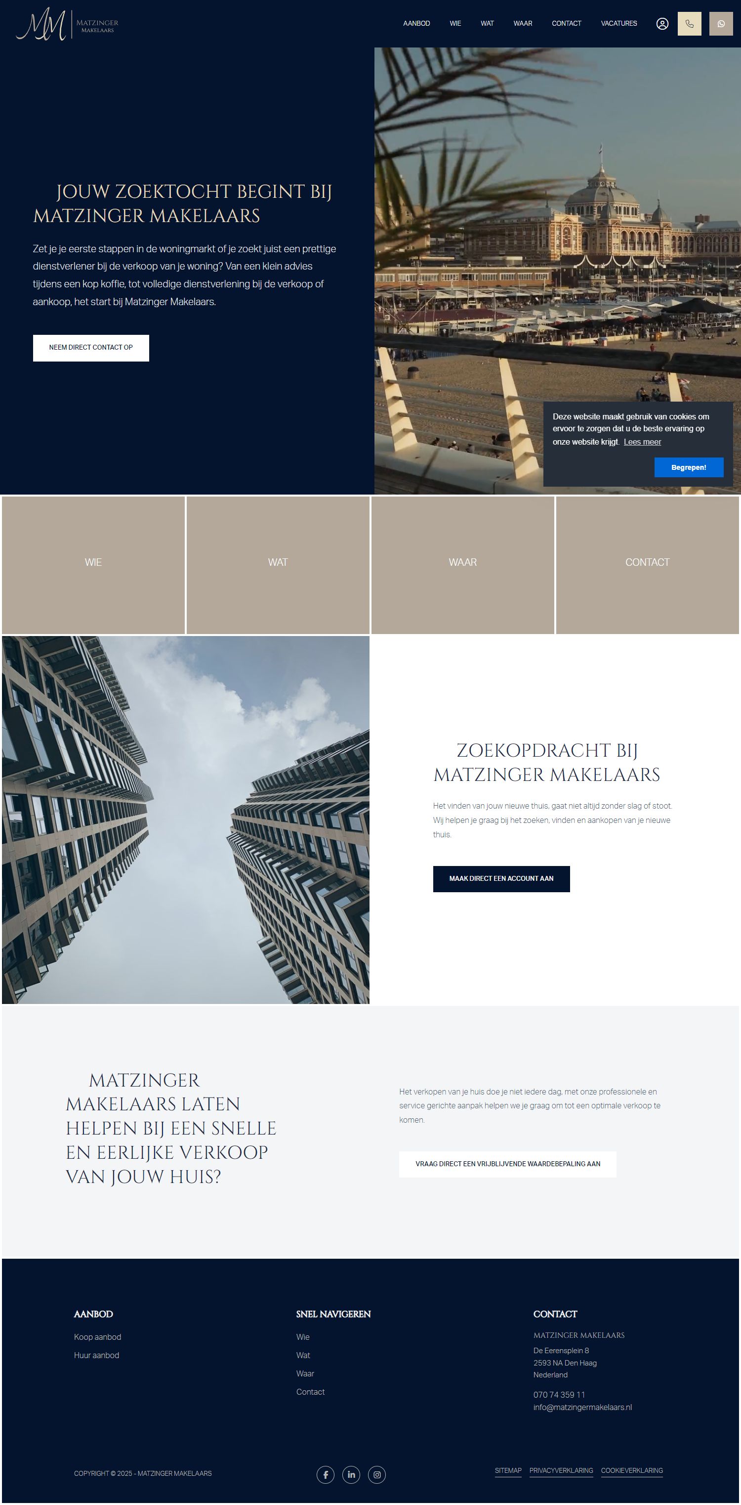 Screenshot van de website van www.matzingermakelaars.nl