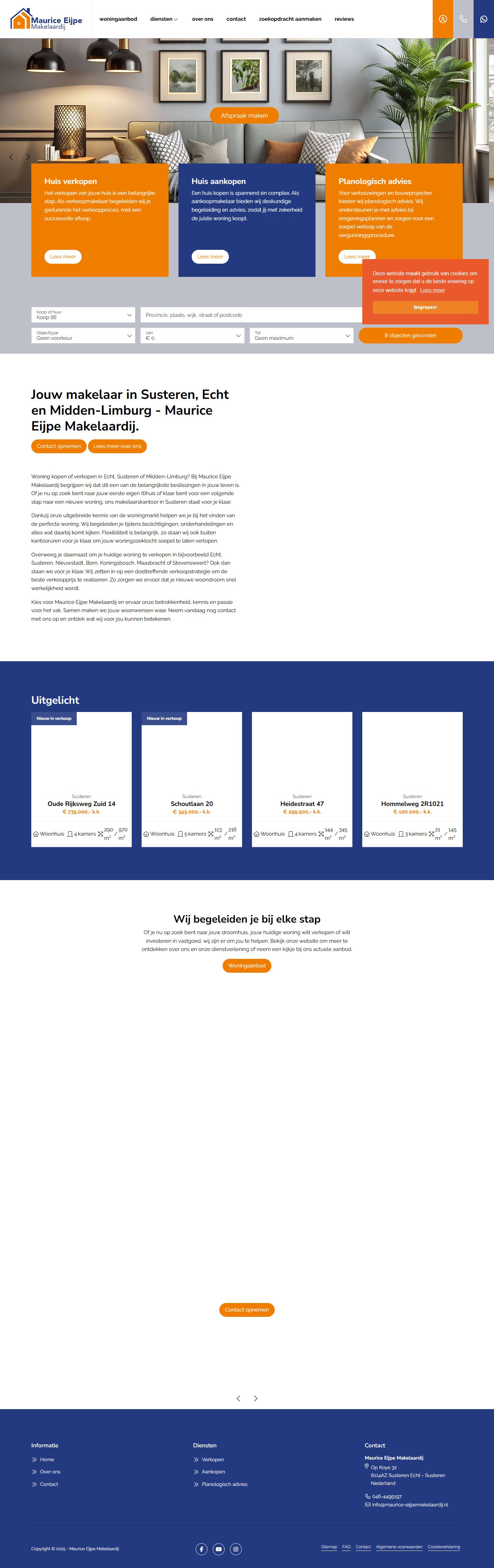 Screenshot of the website of www.maurice-eijpemakelaardij.nl