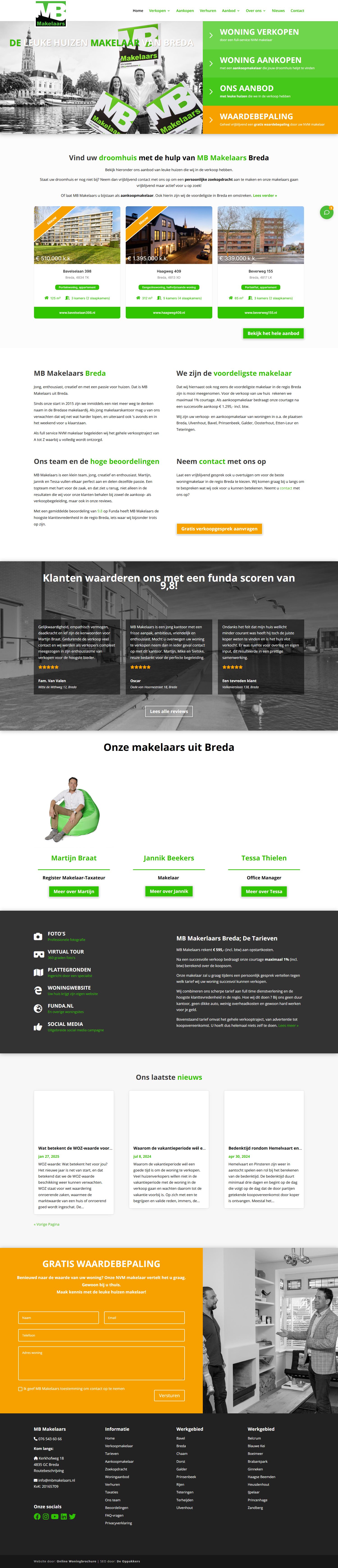 Screenshot van de website van www.mbmakelaars.nl
