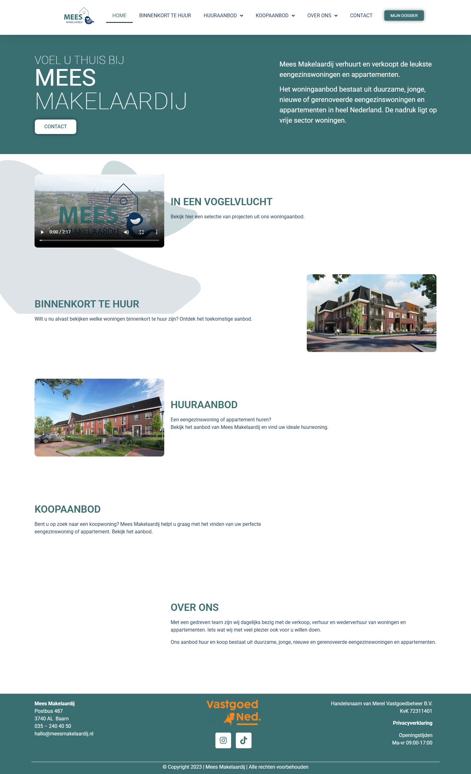 Screenshot van de website van www.meesmakelaardij.nl