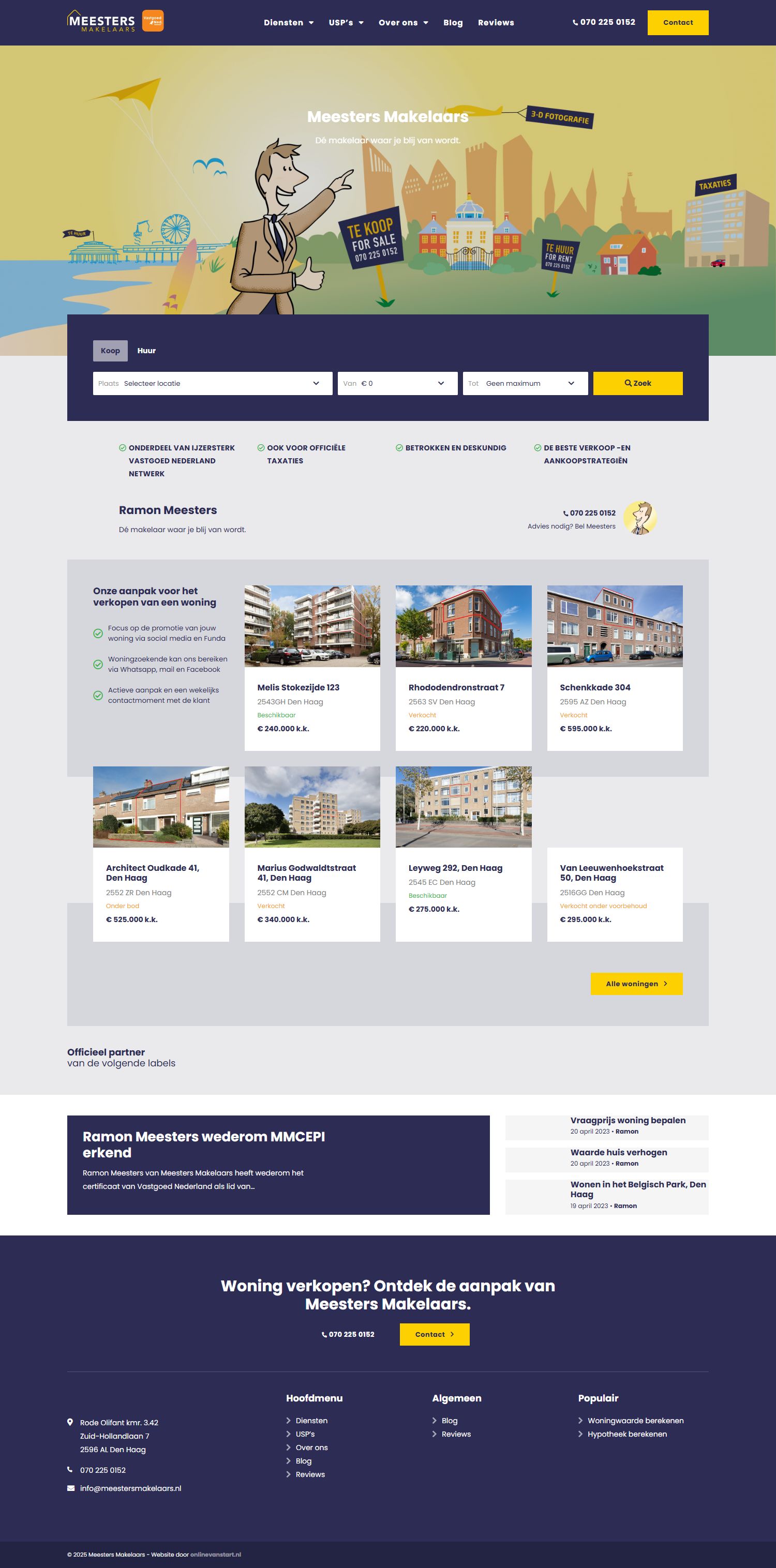 Capture d'écran du site web de www.meestersmakelaars.nl