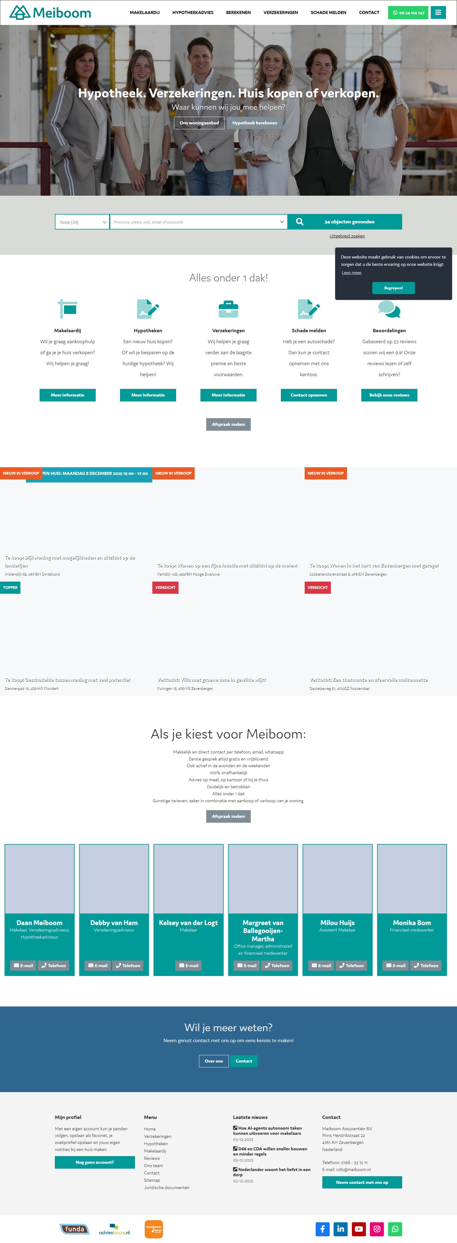 Screenshot of the website of www.meiboom.nl