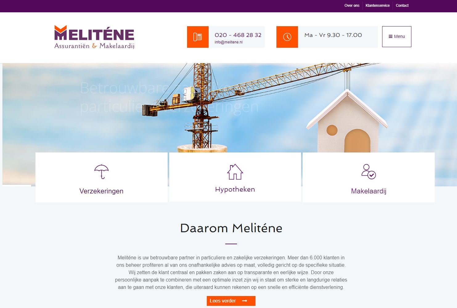 Screenshot van de website van www.melitene.nl