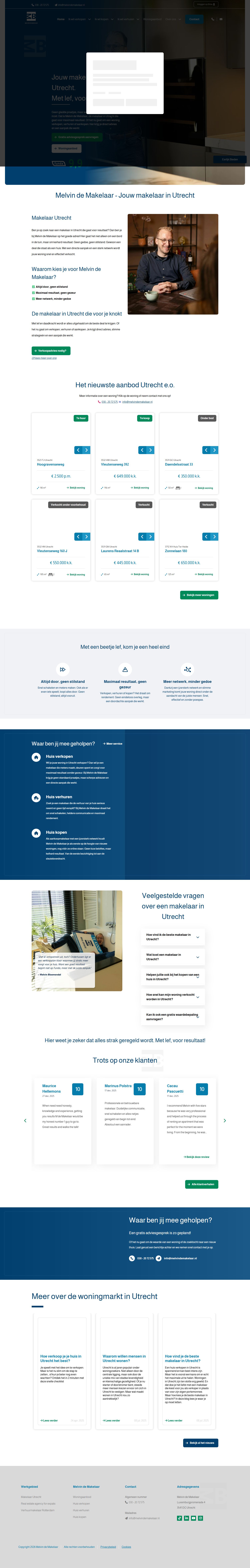 Screenshot of the website of www.melvindemakelaar.nl