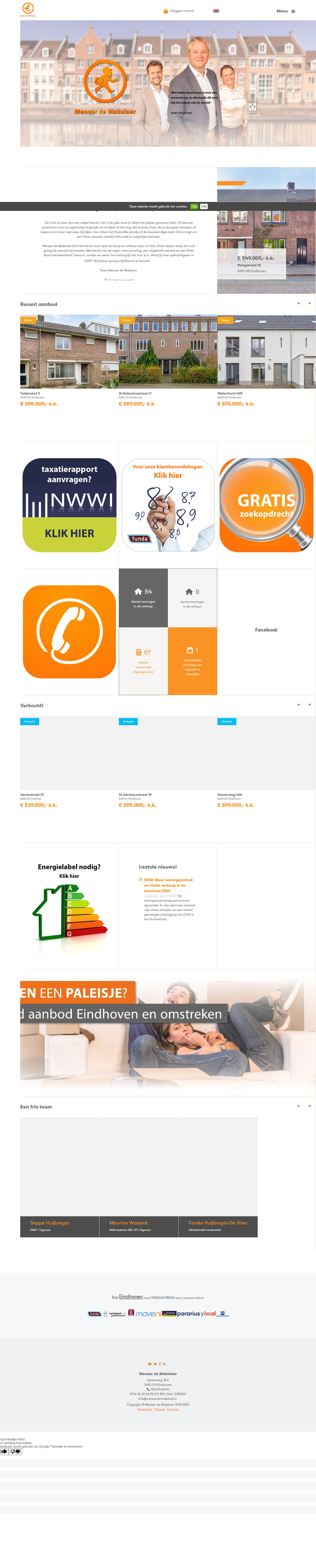 Screenshot van de website van www.meneerdemakelaar.nl