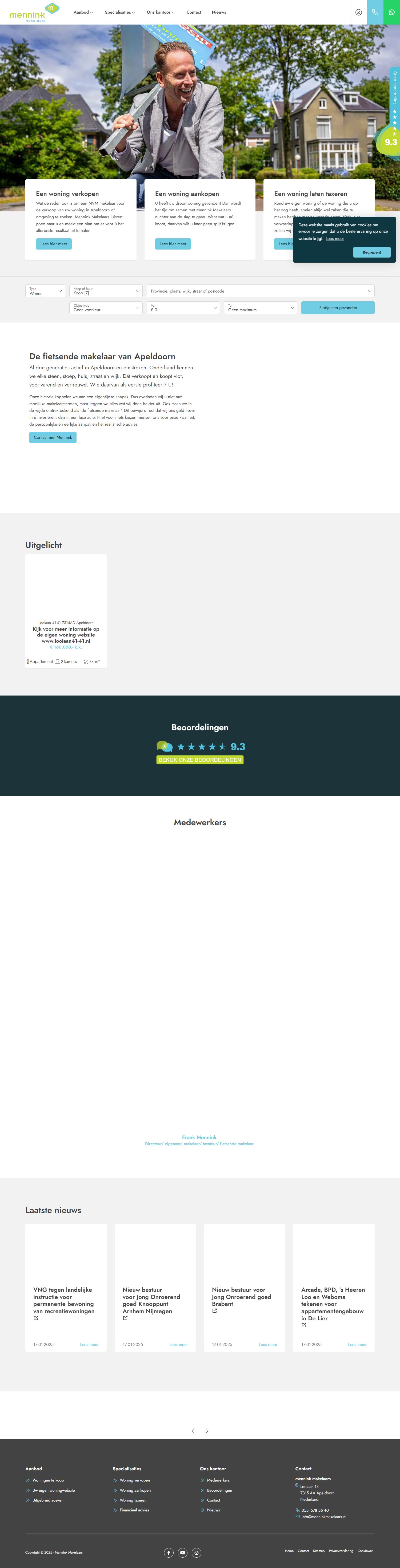 Screenshot van de website van www.menninkmakelaars.nl