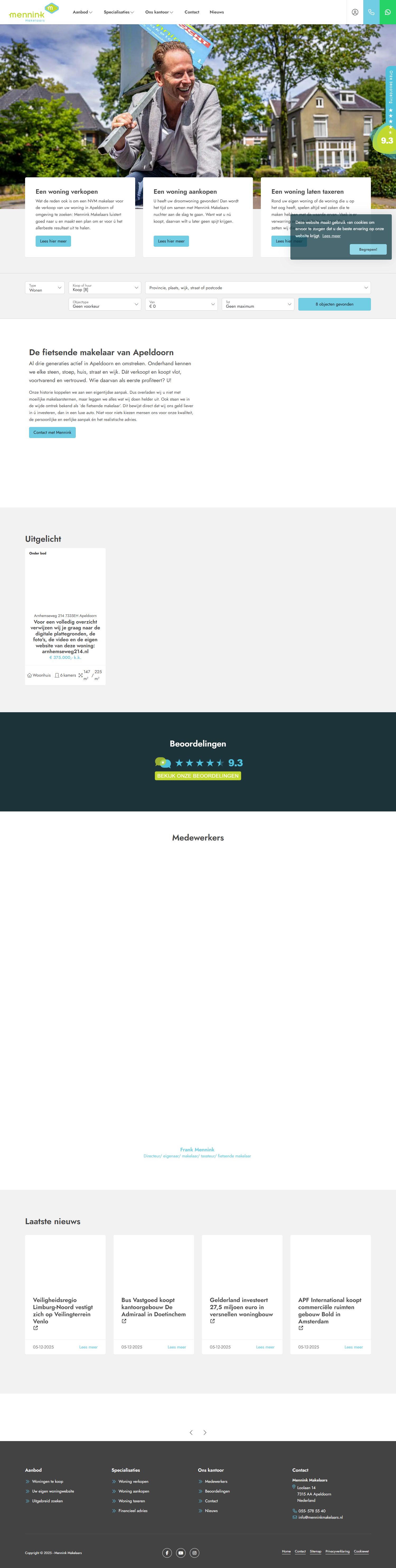 Screenshot of the website of www.menninkmakelaars.nl