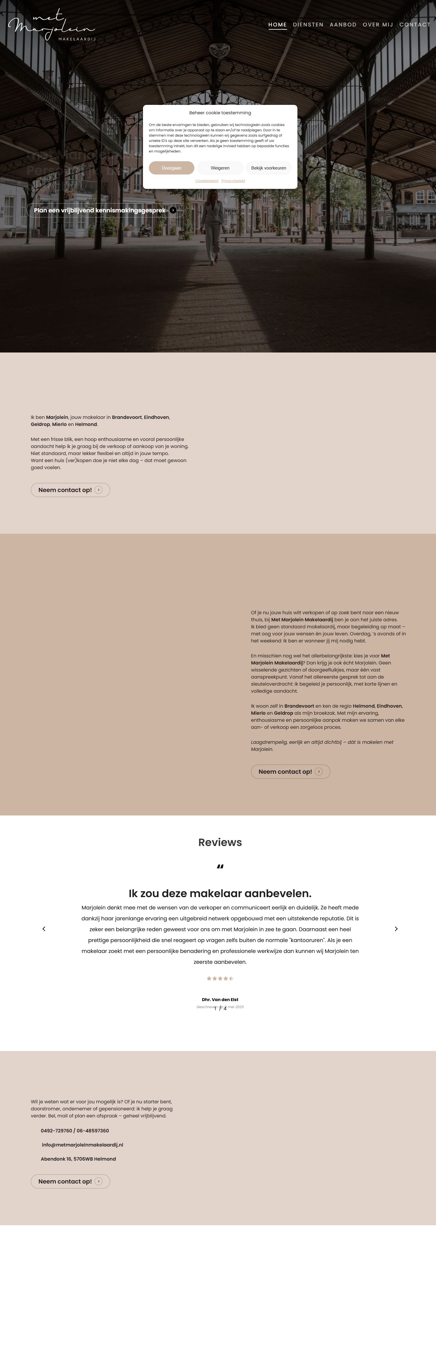 Screenshot van de website van www.metmarjoleinmakelaardij.nl