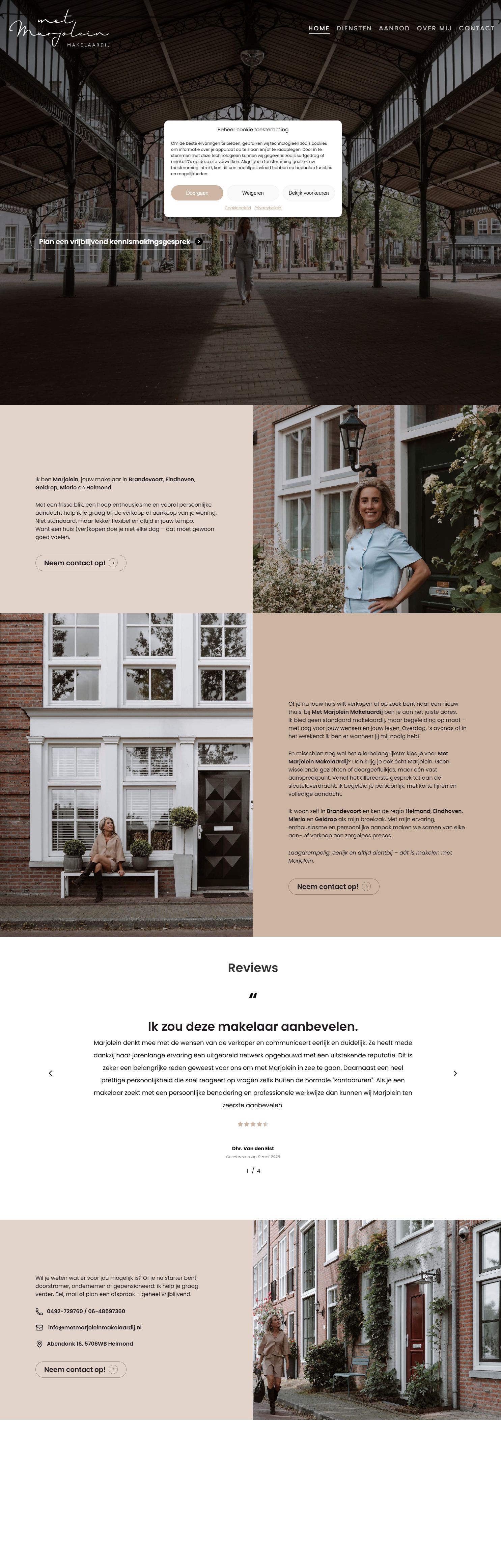 Screenshot of the website of www.metmarjoleinmakelaardij.nl