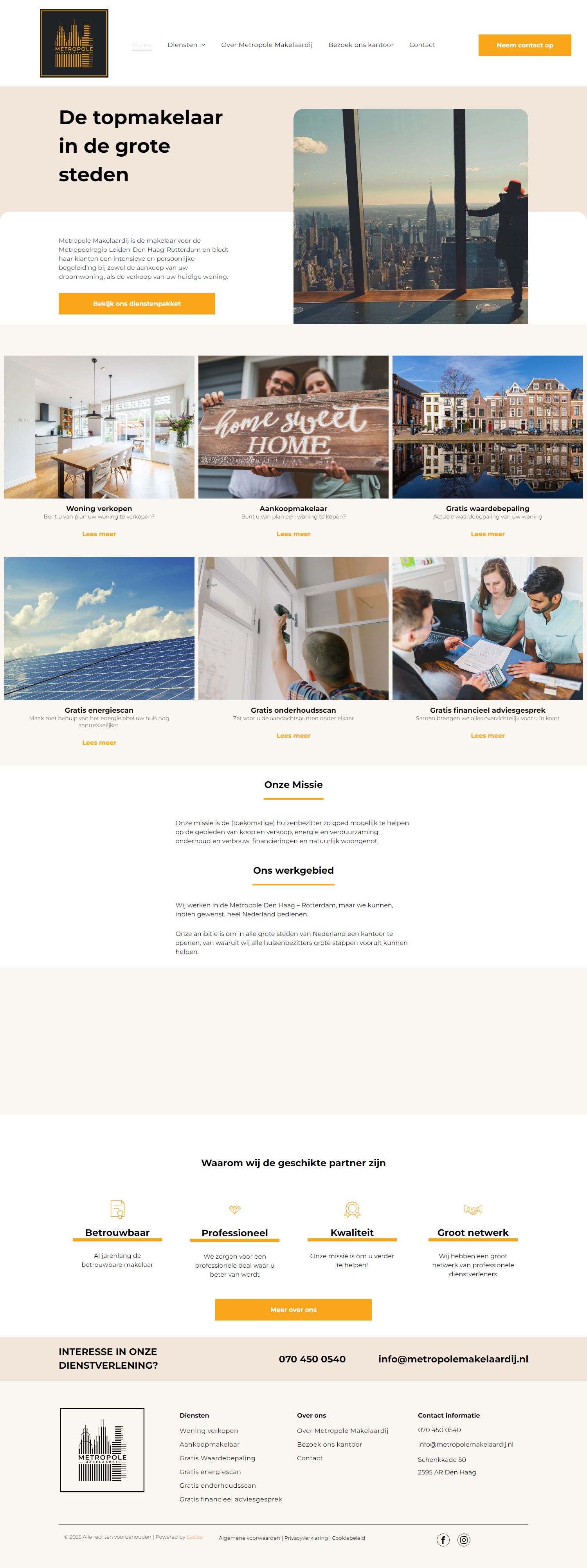 Screenshot van de website van www.metropolemakelaardij.nl