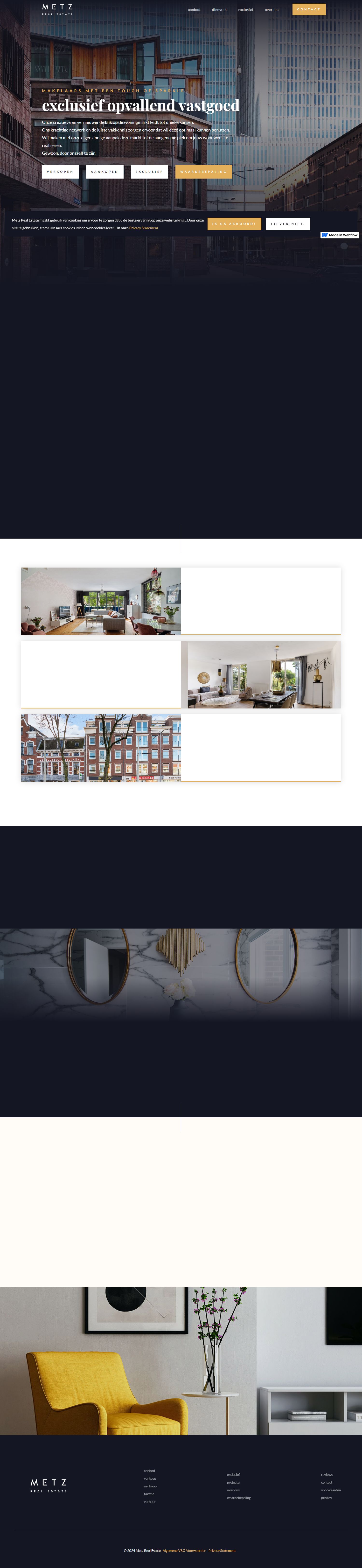 Screenshot van de website van www.metzrealestate.nl