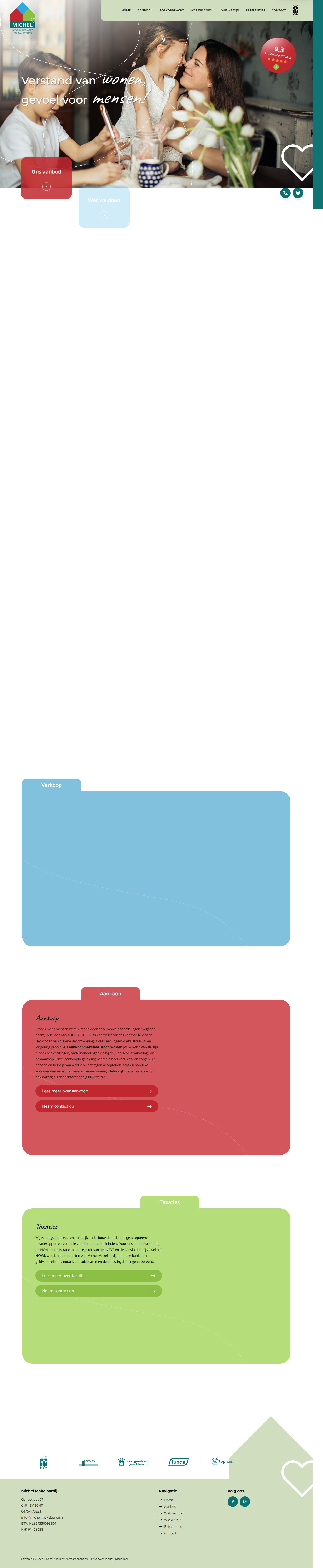 Screenshot of the website of www.michel-makelaardij.nl