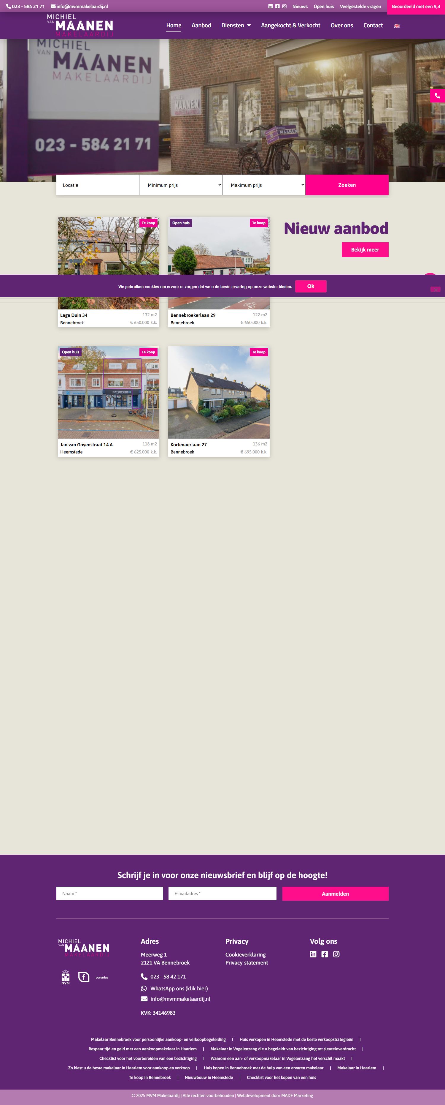 Screenshot of the website of www.mvmmakelaardij.nl