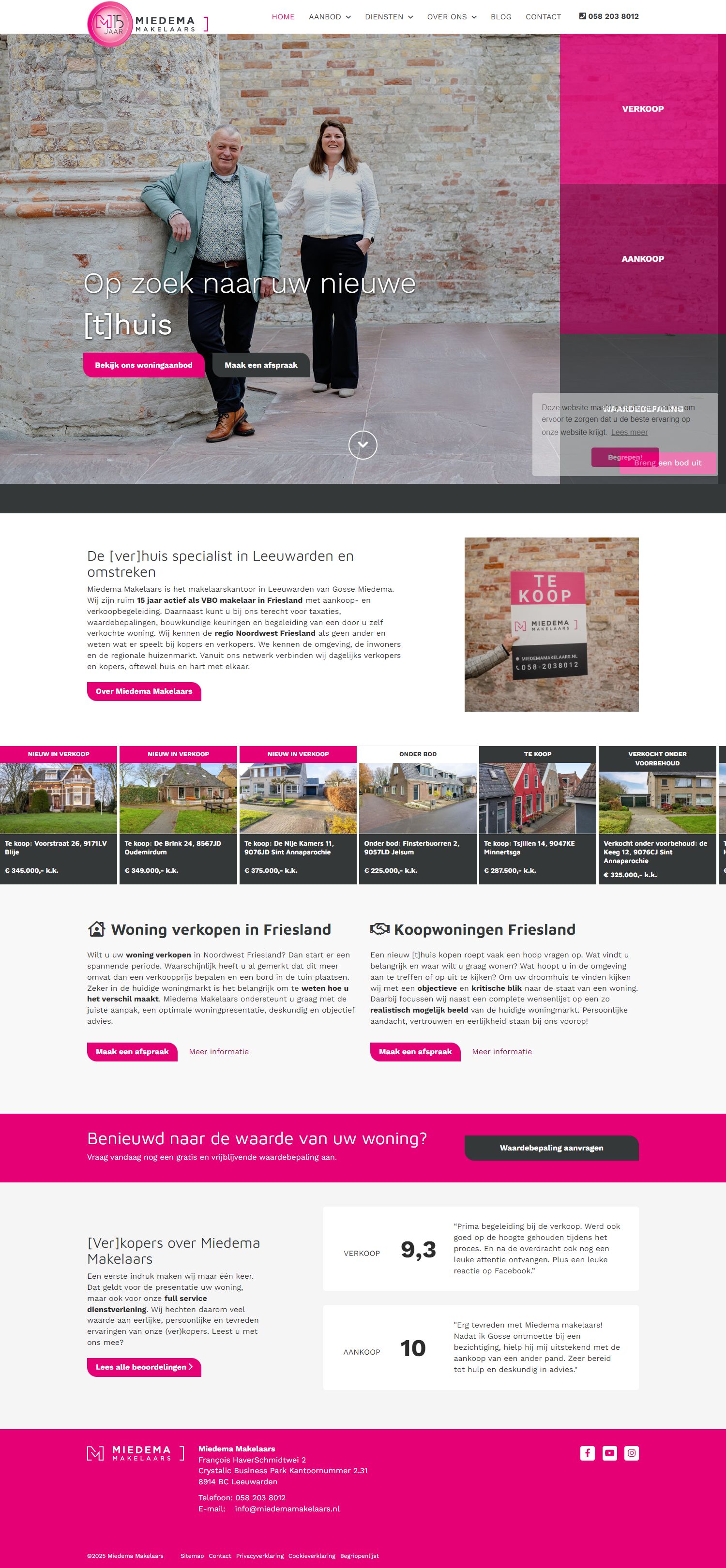 Screenshot van de website van www.miedemamakelaars.nl