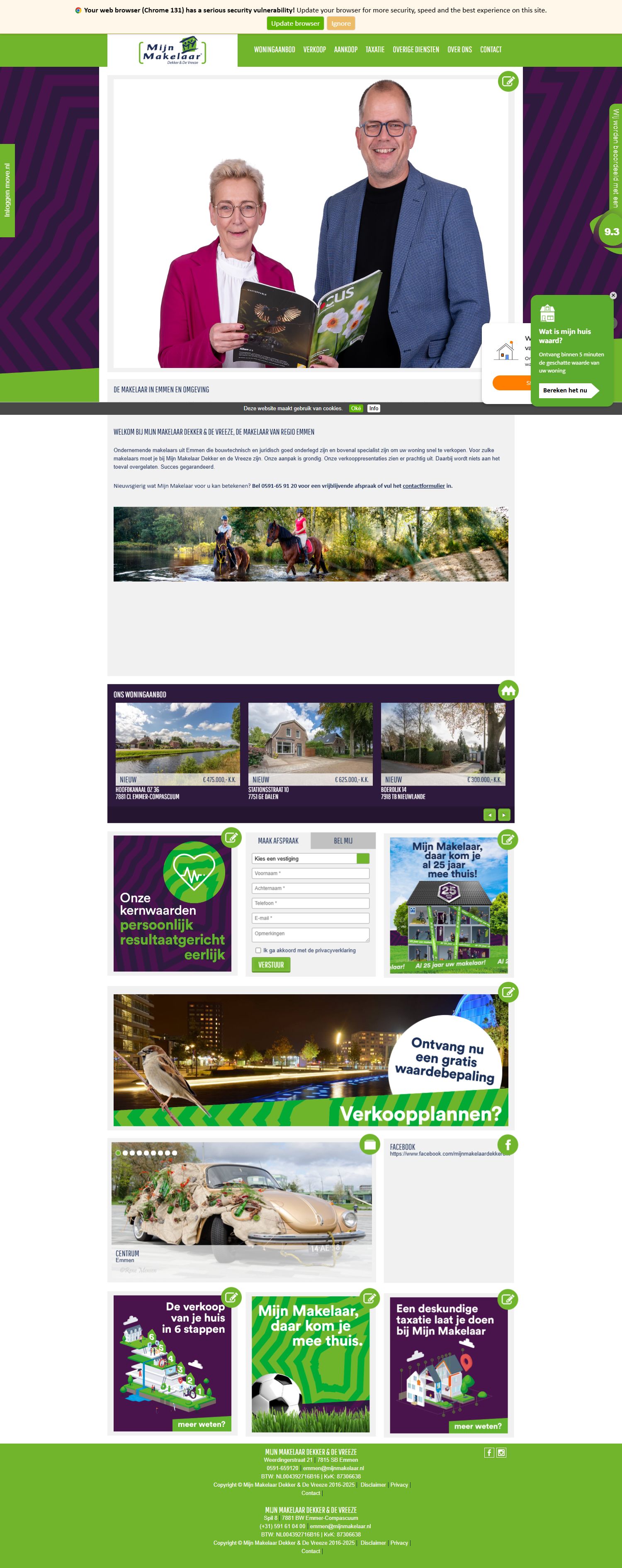 Screenshot van de website van www.mijnmakelaardekkerendevreeze.nl
