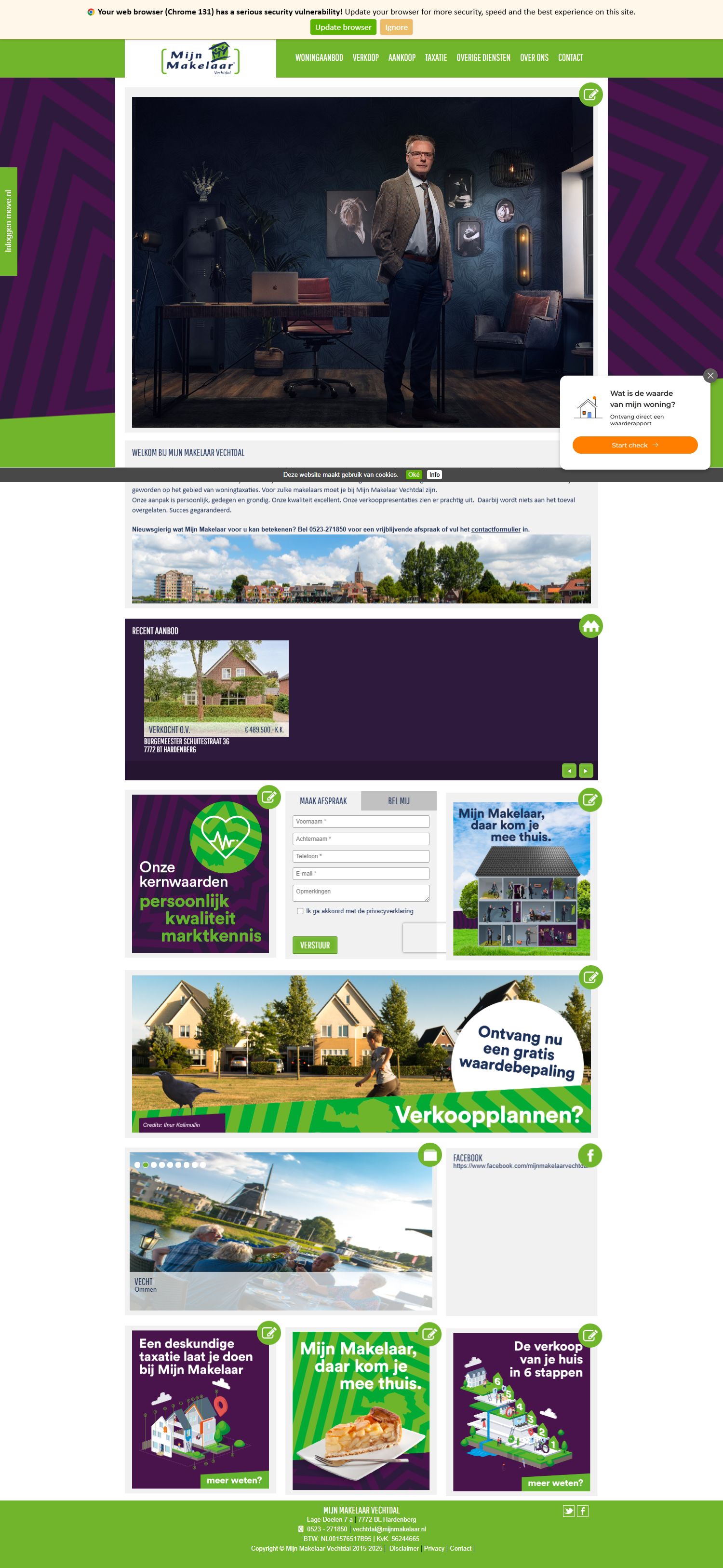 Screenshot van de website van www.mijnmakelaarvechtdal.nl