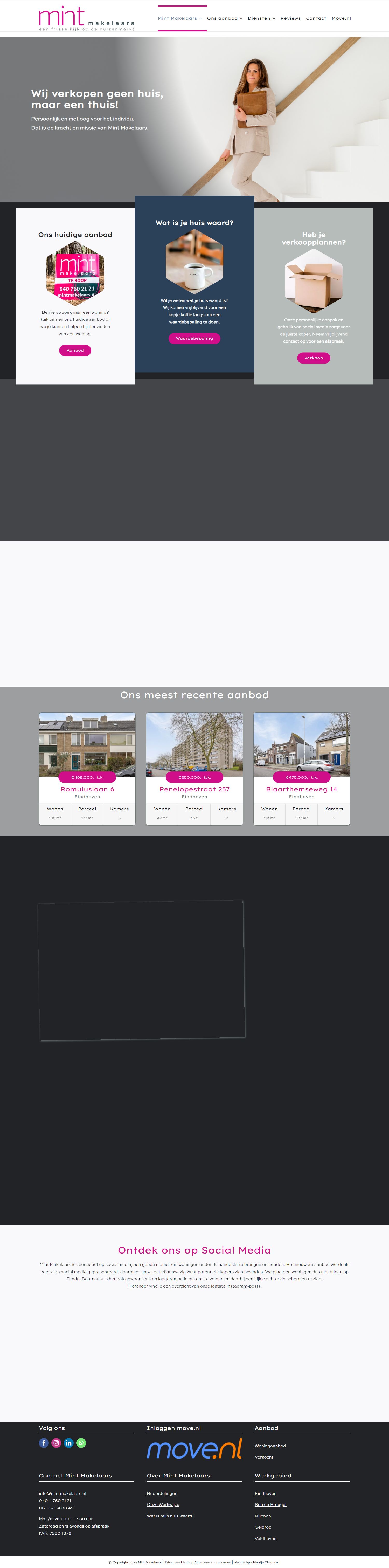 Screenshot van de website van www.mintmakelaars.nl