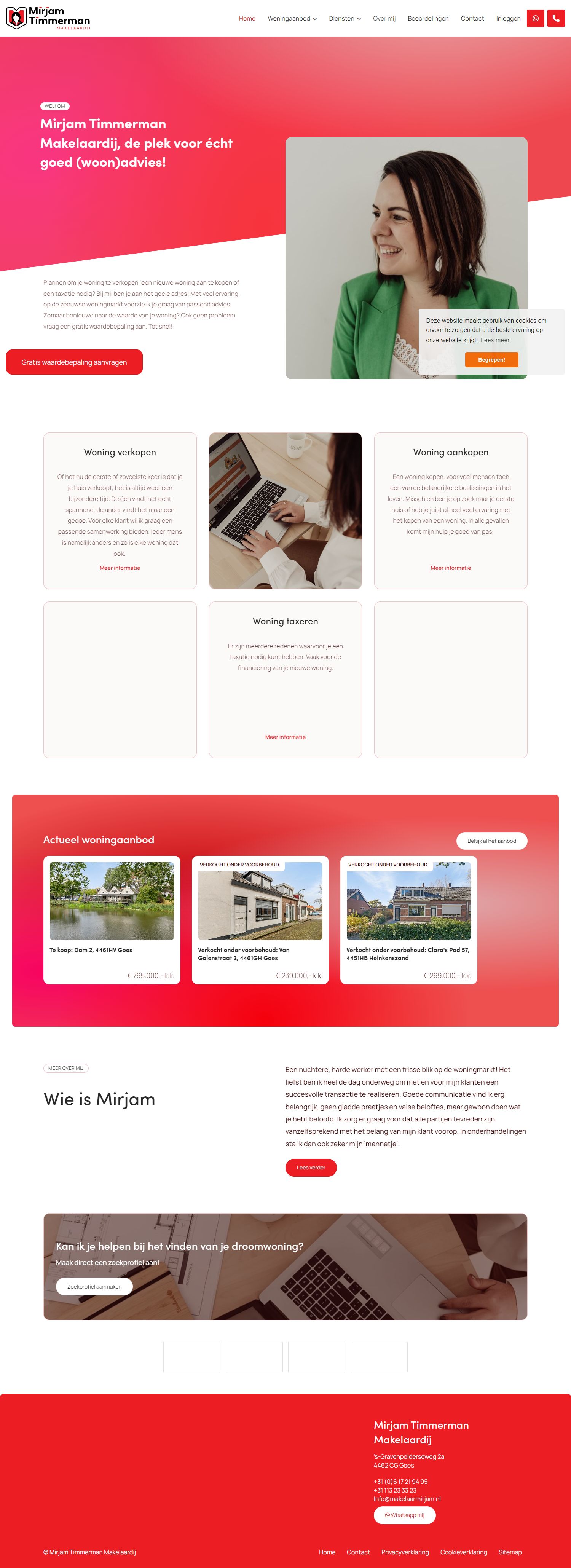 Screenshot van de website van www.mirjamtimmermanmakelaardij.nl