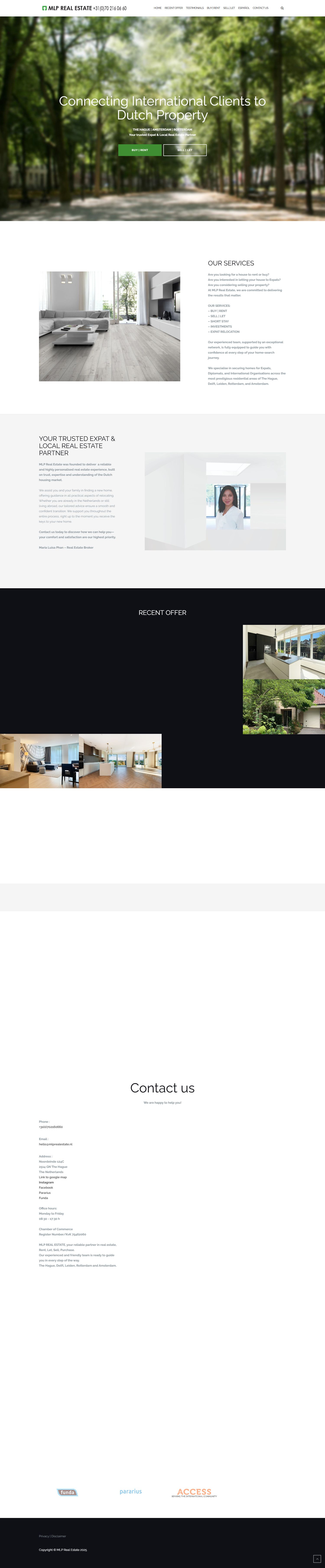 Screenshot of the website of www.mlprealestate.nl