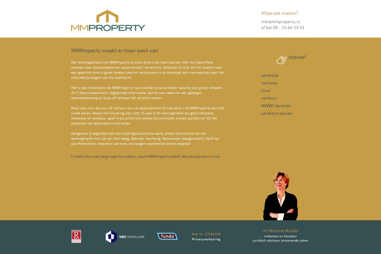 Screenshot van de website van www.mmproperty.nl