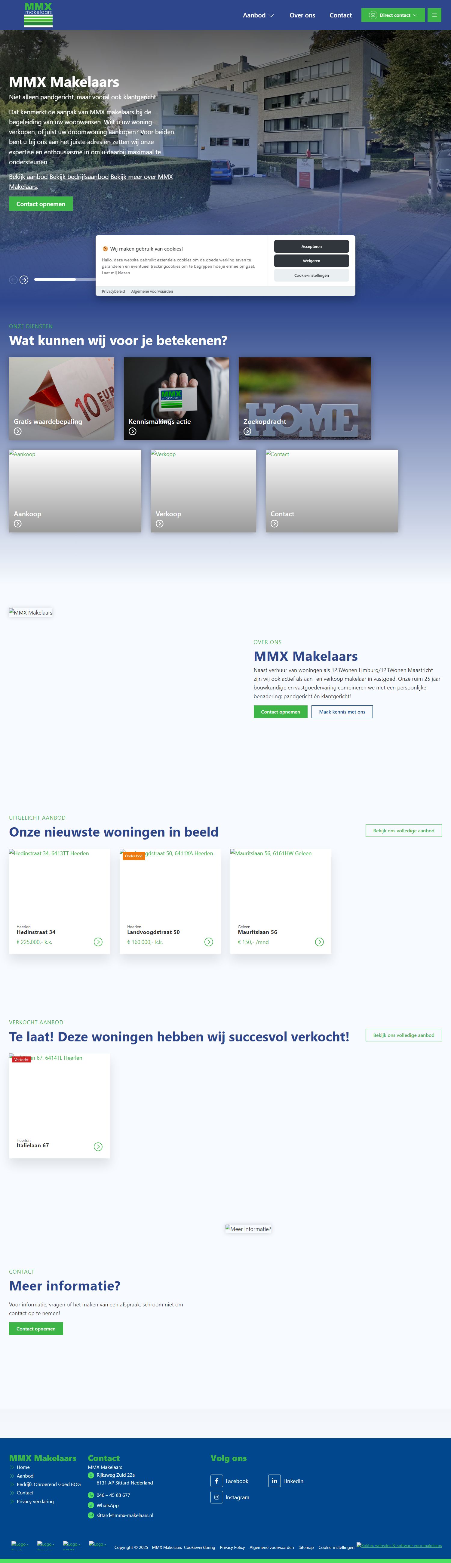 Screenshot van de website van mmx-makelaars.nl