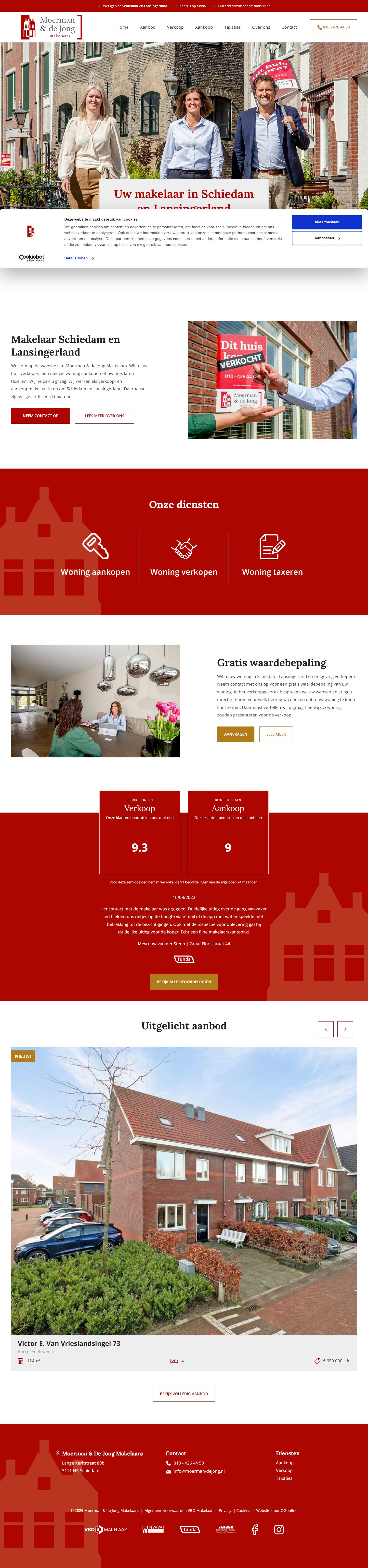 Screenshot van de website van www.moerman-dejong.nl