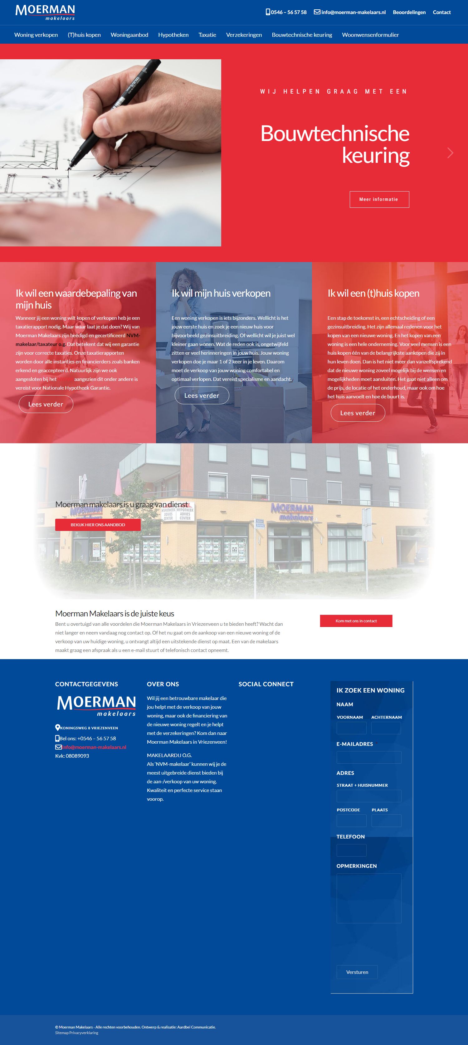 Screenshot van de website van www.moerman-makelaars.nl