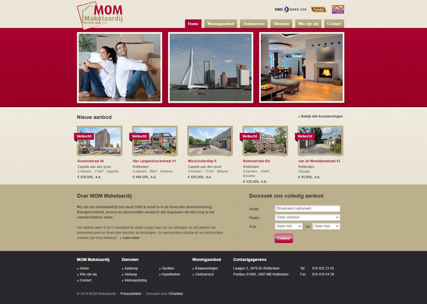 Screenshot van de website van www.mom-makelaardij.nl