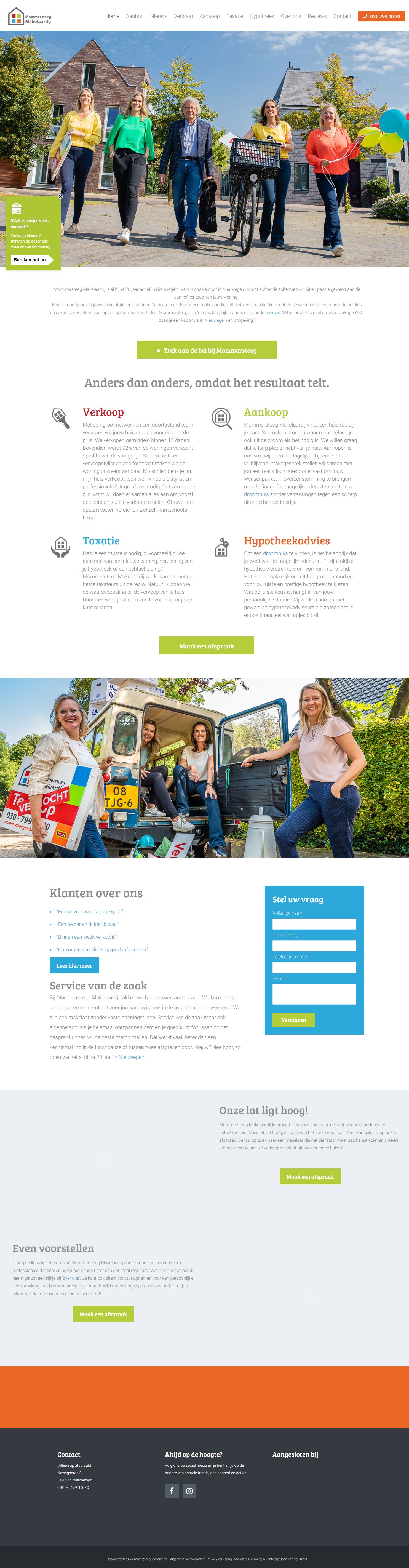 Screenshot van de website van www.mommersteegmakelaardij.nl