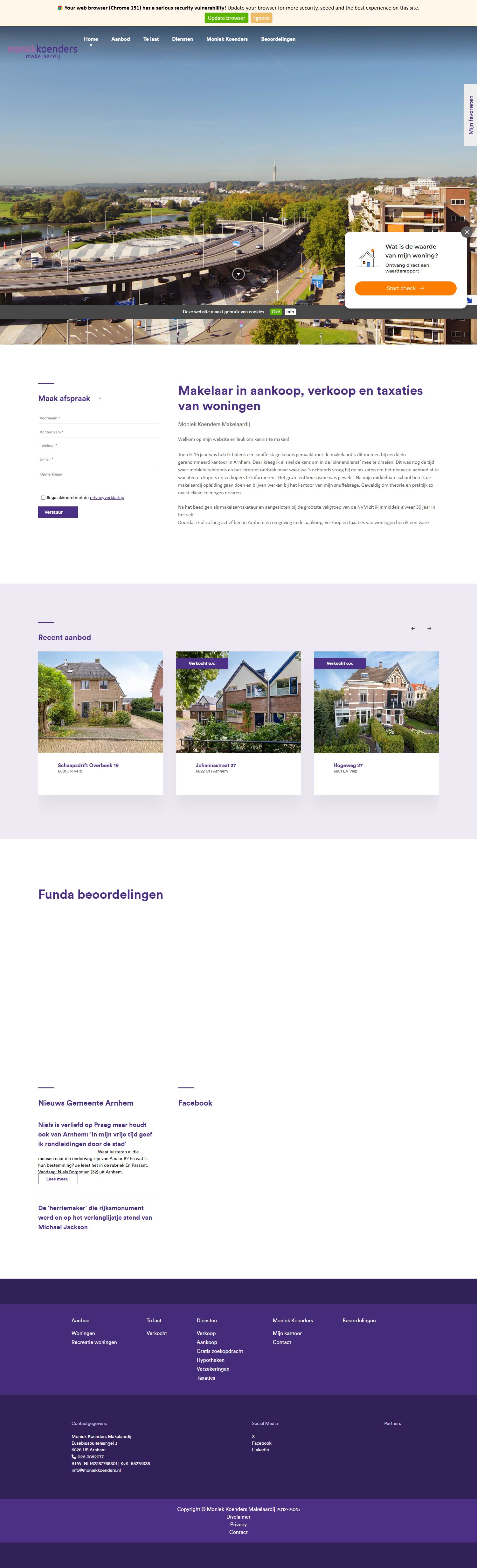 Screenshot of the website of www.moniekkoenders.nl