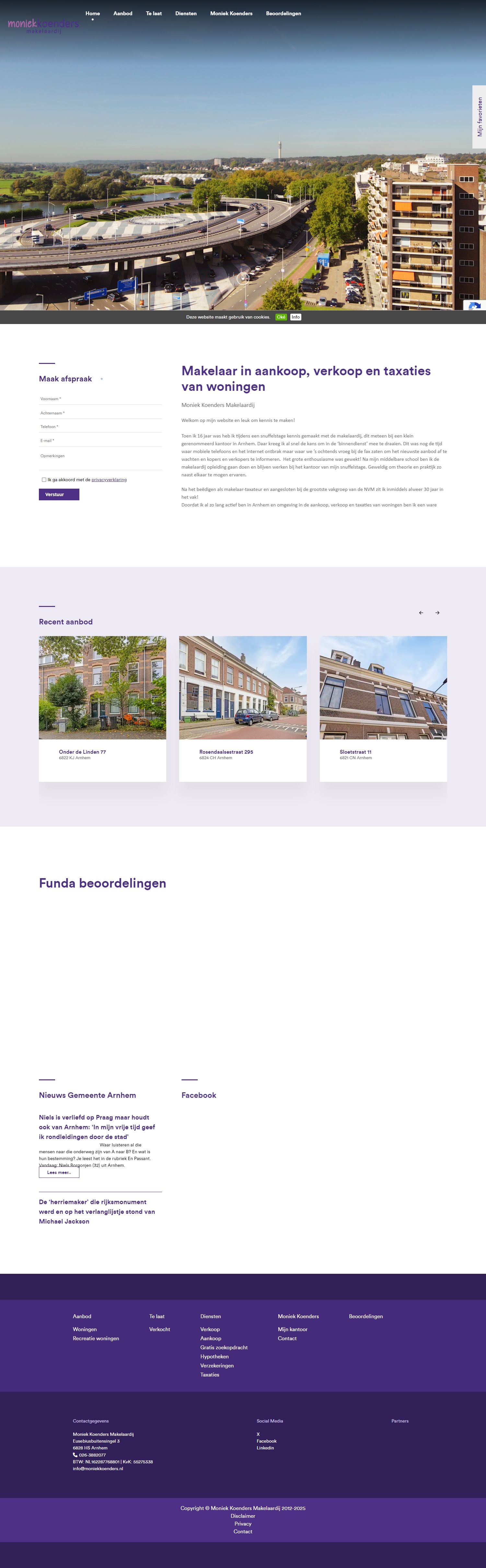 Screenshot van de website van www.moniekkoenders.nl