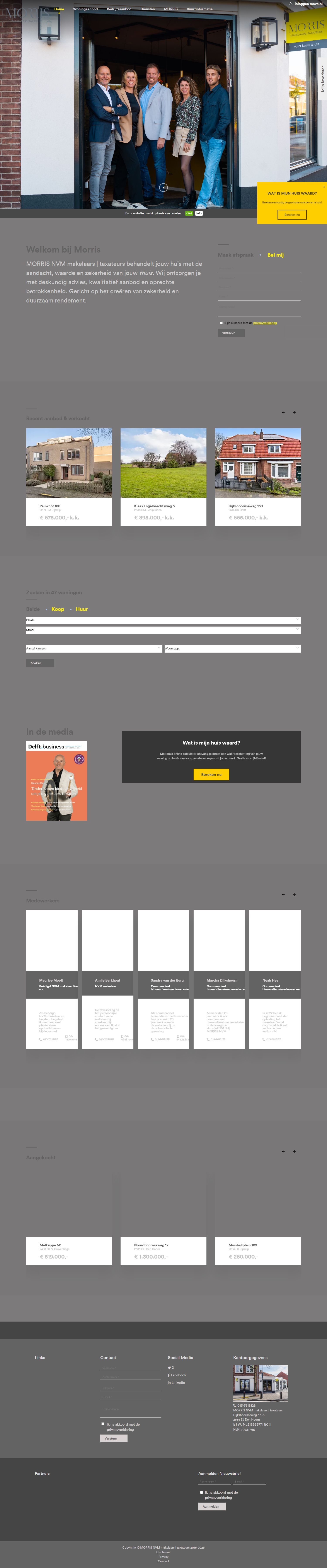 Screenshot van de website van www.morrismakelaardij.nl