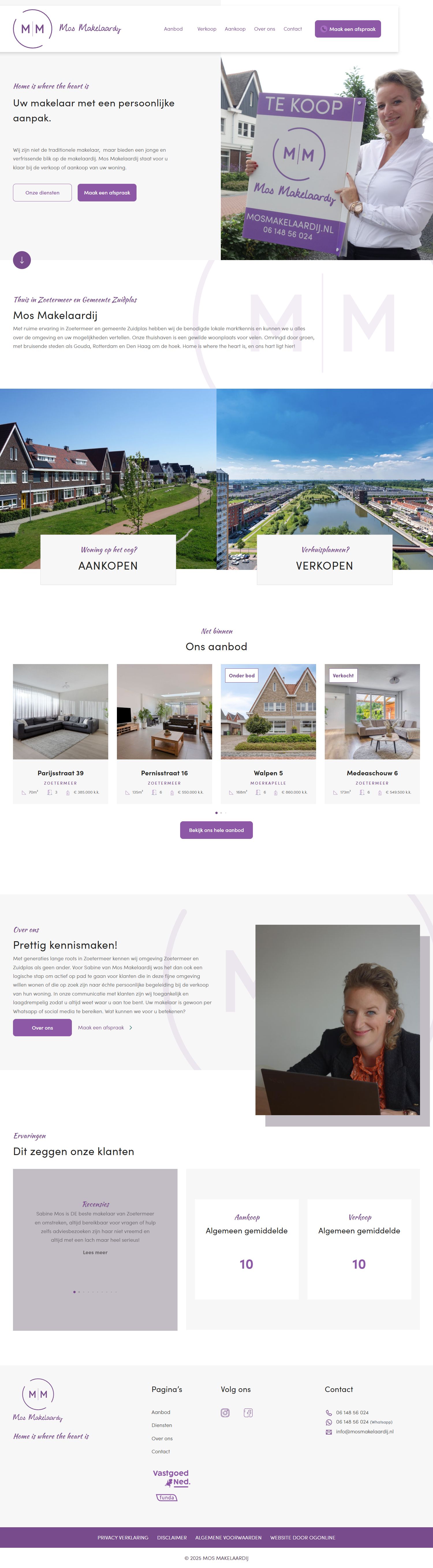 Capture d'écran du site web de www.mosmakelaardij.nl