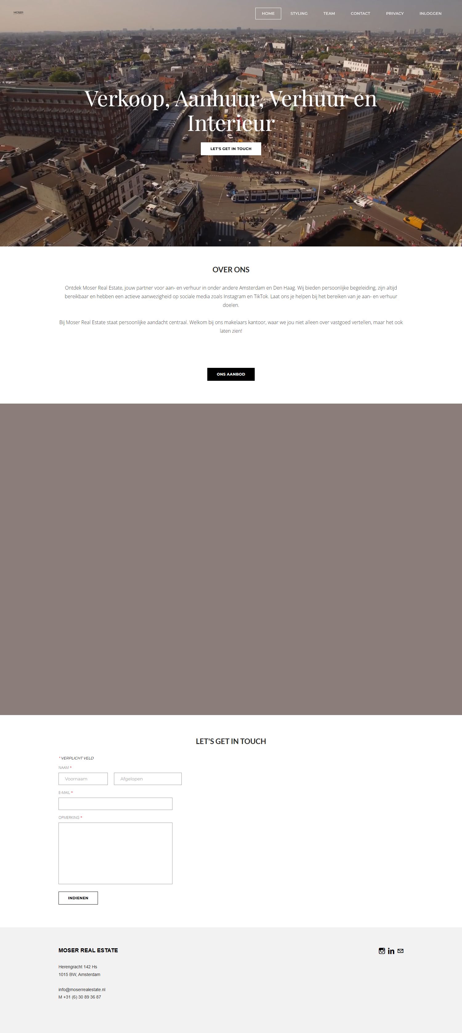 Screenshot van de website van www.moserrealestate.nl