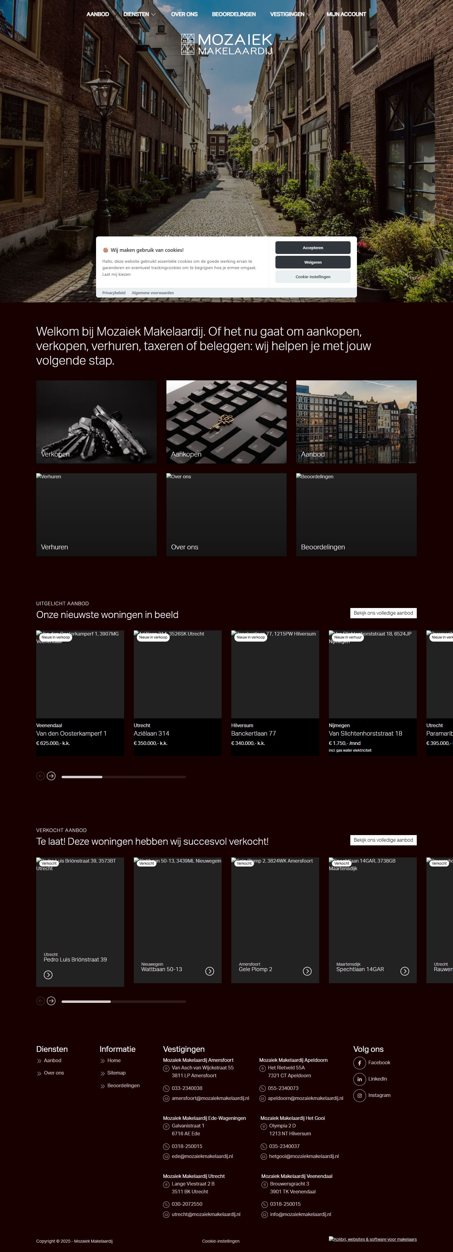 Screenshot van de website van www.mozaiekmakelaardij.nl