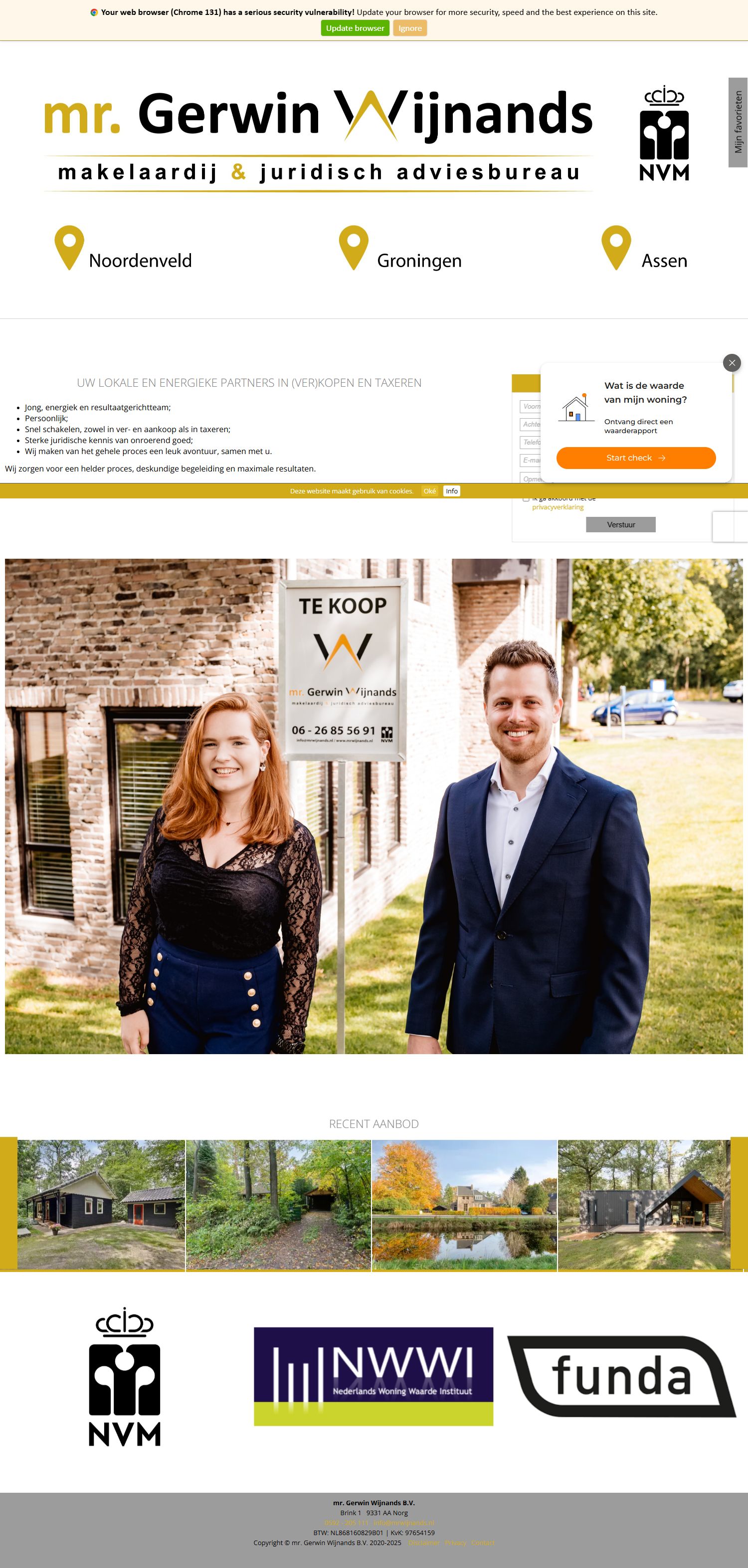 Screenshot of the website of www.mrwijnands.nl
