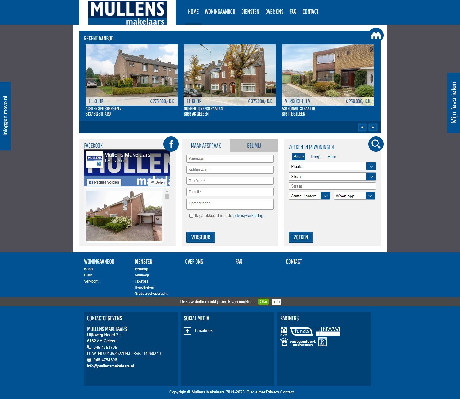 Screenshot van de website van www.mullensmakelaars.nl